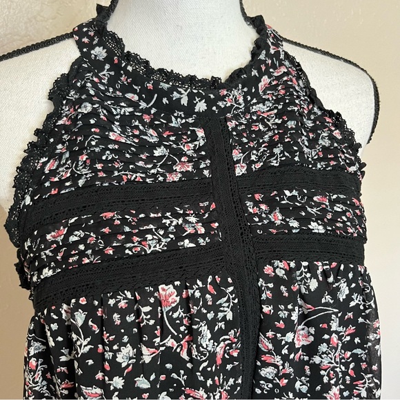 Maeve Anthropologie Black Floral Chiffon Sleeveless Blouse Womens Size Medium - Picture 5 of 10